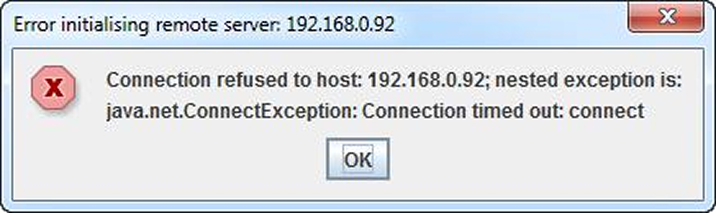 error initialising remote server