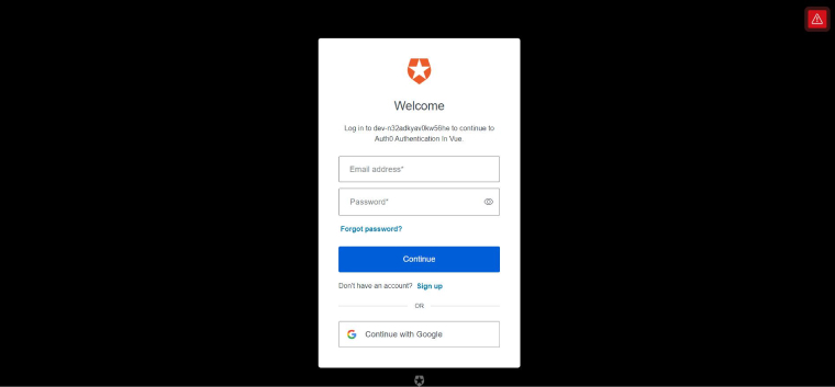 hosted login page of Auth0