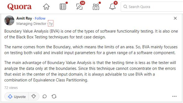 Boundary Value Analysis