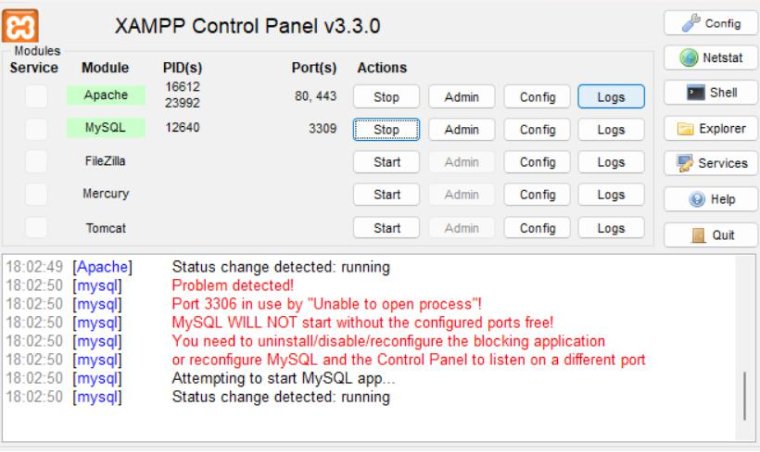 XAMPP Control Panel