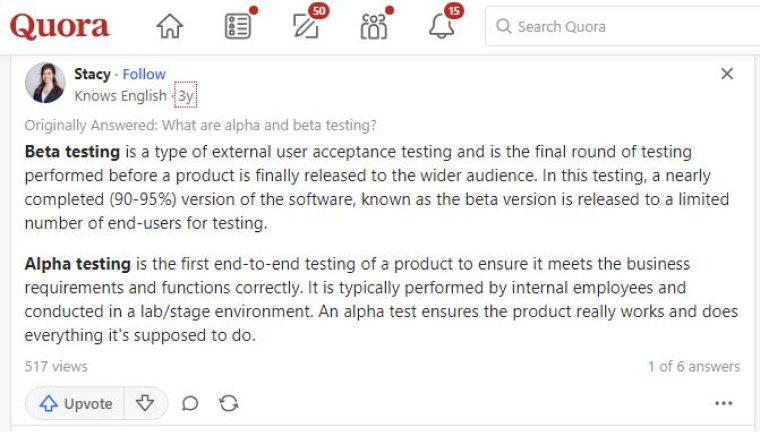 Alpha testing & Beta testing